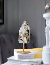 Load image into Gallery viewer, Garden Quartz / Lodolite Tower on Gold Stand - 1.41kg #176
