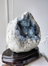 Cargar imagen en el visor de la galería, 40% OFF | Large High Grade Celestite Geode / Cluster on Wooden Stand - 11.73kg #17
