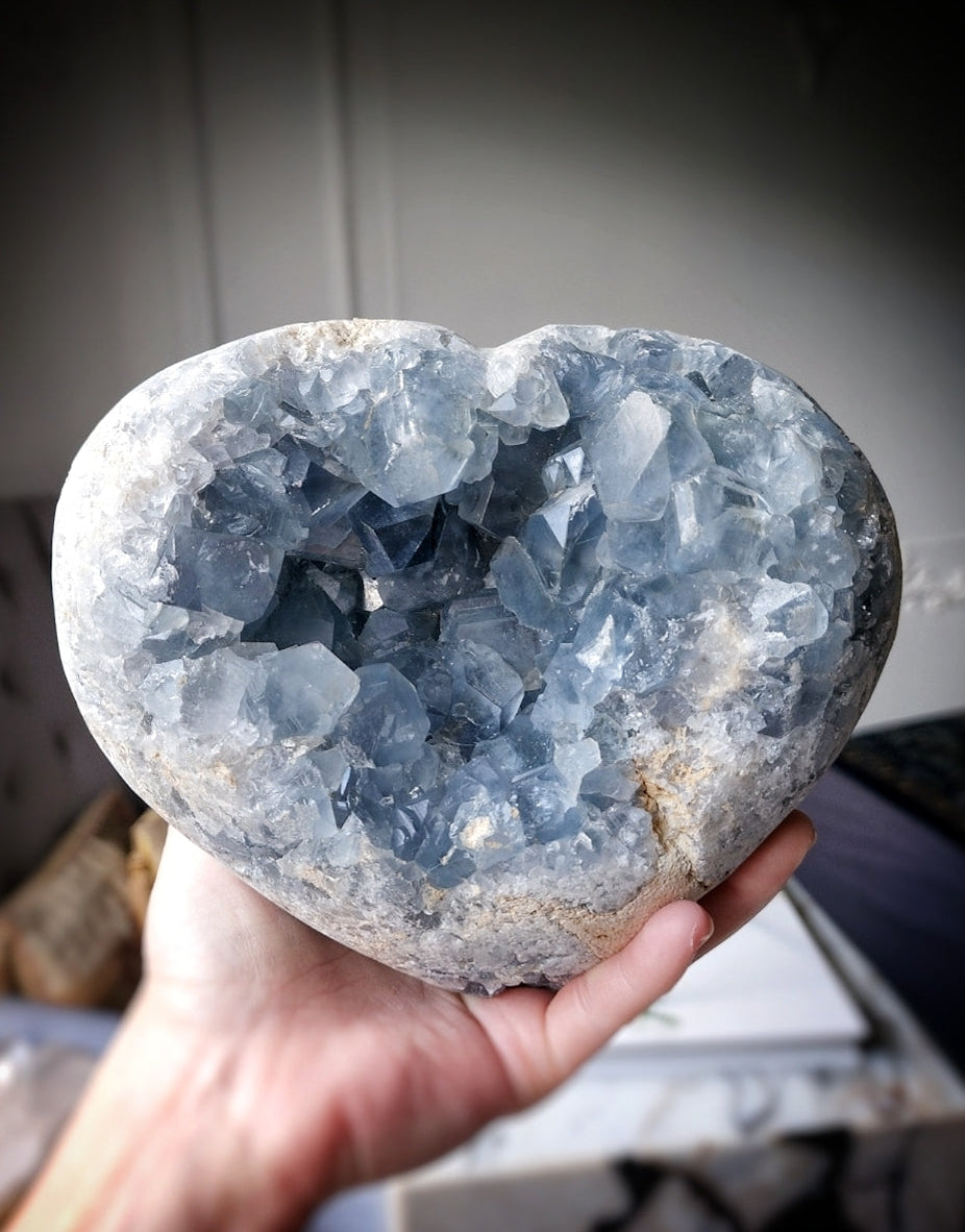 Large Celestite Geode Heart / Cluster - 3.38kg #25