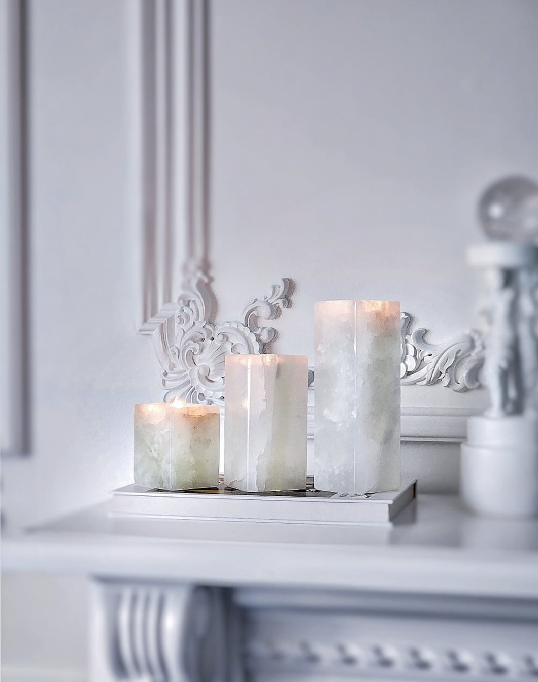 Mexican White Onyx Candle Set - 3pcs #2