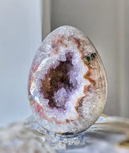 Load image into Gallery viewer, Pink Amethyst Geode Egg on Silver Stand - 1.24kg #1
