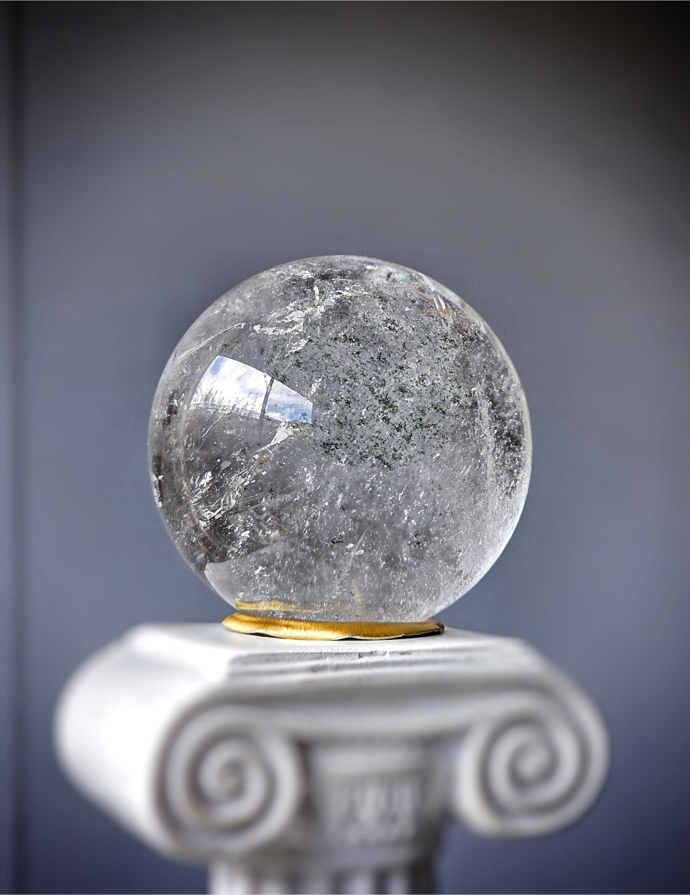 Clear Quartz Sphere x Green Chlorite Inclusion - 175g #141