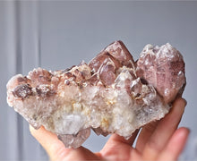 Load image into Gallery viewer, Red Phantom Quartz Cluster / Double Terminated on Silver Stand - 646g #403
