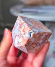 將圖片載入圖庫檢視器 Druzy Pink &amp; Blue Agate Cube - 171g #436
