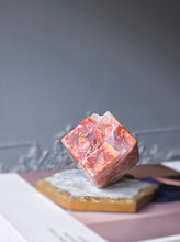 將圖片載入圖庫檢視器 Druzy Pink &amp; Blue Agate Cube - 166g #443
