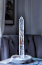 將圖片載入圖庫檢視器 Clear Quartz Tower with Golden Healer Inclusion - Skinny &amp; Tall 401g #379
