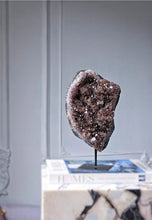 Load image into Gallery viewer, Black Amethyst x Cacoxenite Cluster on Black Stand - 2.58kg #122
