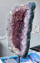 Load image into Gallery viewer, Amethyst x Moss Agate Geode / Cluster on Black Stand - 1.96kg #113
