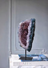 Load image into Gallery viewer, Amethyst x Moss Agate Geode / Cluster on Black Stand - 1.96kg #113
