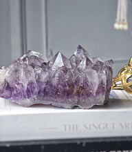 Charger l'image dans la galerie, Half Raw Half Polished Amethyst Cluster with Rutile - 858g #5
