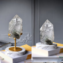 Load image into Gallery viewer, Garden Quartz / Lodolite Tower on Gold Stand - 1.25kg #179
