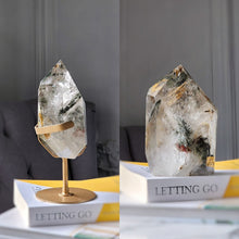 Load image into Gallery viewer, Garden Quartz / Lodolite Tower on Gold Stand - 1.41kg #176
