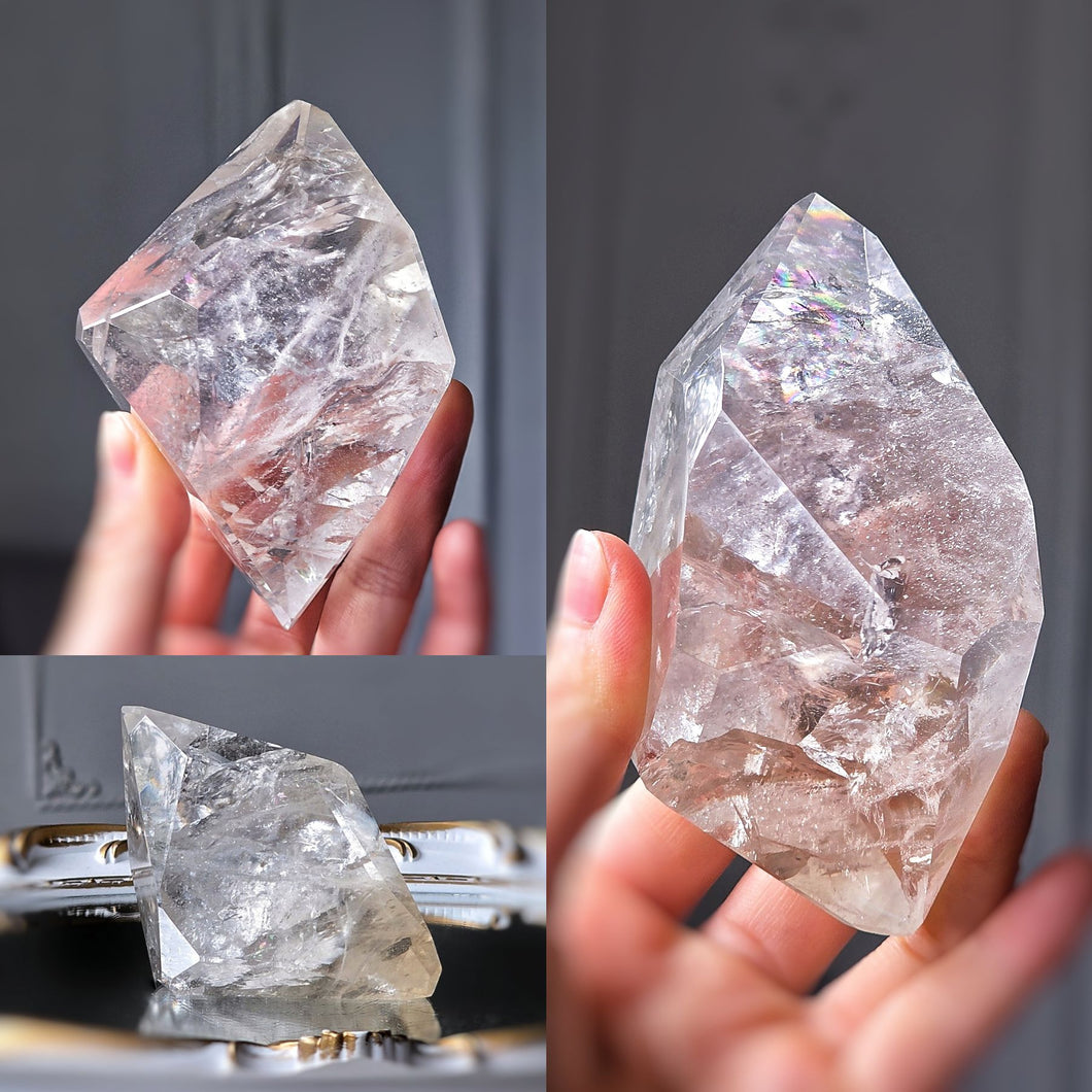Clear Quartz Freeform on Clear Stand - 354g #99