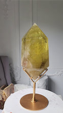 Load and play video in Gallery viewer, Large Phantom Smoky Citrine Double Terminated on Gold Stand - 3.1kg #116
