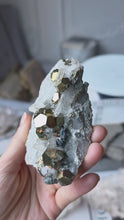 Load and play video in Gallery viewer, Pyrite in Clear Quartz Cluster - 230g #98
