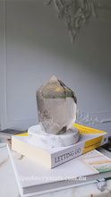 Load and play video in Gallery viewer, Garden Quartz / Lodolite Green Phantom Freeform on Gold Stand - 1.23kg #178
