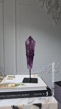 Load and play video in Gallery viewer, High Quality Phantom Amethyst Wand on Black Stand - 644g #6
