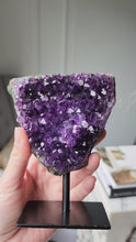 Load and play video in Gallery viewer, Amethyst Cluster on Metal Stand - 508g #37
