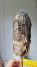 Load and play video in Gallery viewer, Garden Quartz / Lodolite Tower on Gold Stand - 808g #170
