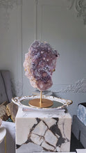 Load and play video in Gallery viewer, Large Pink Amethyst Slab on Gold Stand - 3.45kg #105
