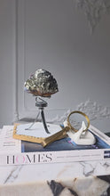 Load and play video in Gallery viewer, Pyrite x Fluorite Quartz on Silver Rotate Stand - 690g #133
