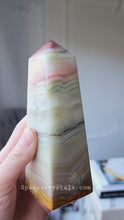 Load and play video in Gallery viewer, Pink Banded Calcite Tower - 432g #122
