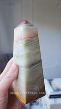 비디오를 갤러리 뷰어 Pink Banded Calcite Tower - 432g #122에 로드 및 재생
