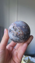Load and play video in Gallery viewer, Blue Flower Agate Sphere - 270g #136

