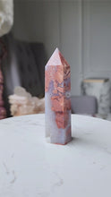 Load and play video in Gallery viewer, Pink &amp; Blue Flower Agate Tower - small 188g #68
