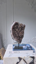 Load and play video in Gallery viewer, Black Amethyst x Cacoxenite Cluster on Black Stand - 2.58kg #122
