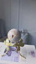 Load and play video in Gallery viewer, Druzy Purple Flower Agate Sphere - 338g #403
