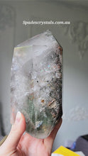 Load and play video in Gallery viewer, Garden Quartz / Lodolite Freeform on Gold Stand - 1.5kg #175
