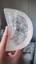 Load and play video in Gallery viewer, Clear Quartz Moon Bowl - small #099
