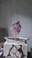 Load and play video in Gallery viewer, Pink Amethyst Slab on Gold Stand - 1.57kg #108
