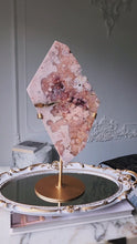 Load and play video in Gallery viewer, Pink Amethyst Slab on Gold Stand - 1.17kg #106
