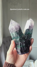 Load and play video in Gallery viewer, Rainbow/ Green Fluorite Twin Tower - 546g #64
