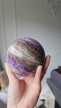 Load and play video in Gallery viewer, Amethyst &amp; Agate Sphere - 1.15kg #91
