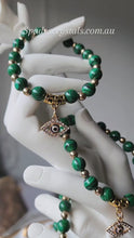 Load and play video in Gallery viewer, Malachite Evil Eye Bracelet
