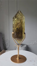 Load and play video in Gallery viewer, Phantom Smoky Citrine Quartz Double Terminated on Gold Stand - 1.23kg #117
