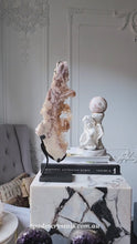 Load and play video in Gallery viewer, Pink Amethyst Flower Slab on Metal Stand - 1.45kg #107
