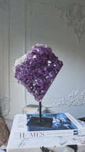 Cargar y reproducir el video en el visor de la galería, Large Amethyst Cluster on Black Stand - 5.1kg #138
