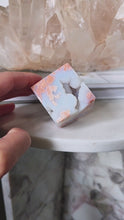 Load and play video in Gallery viewer, Druzy Pink &amp; Blue Agate Cube - 152g #367
