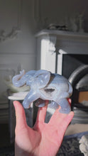 Cargar y reproducir el video en el visor de la galería, Blue Agate Geode Elephant Carving - 413g #436
