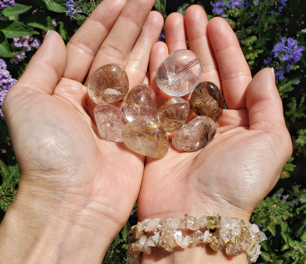 Rutilated Quartz Tumbled Stones- Extra Quality