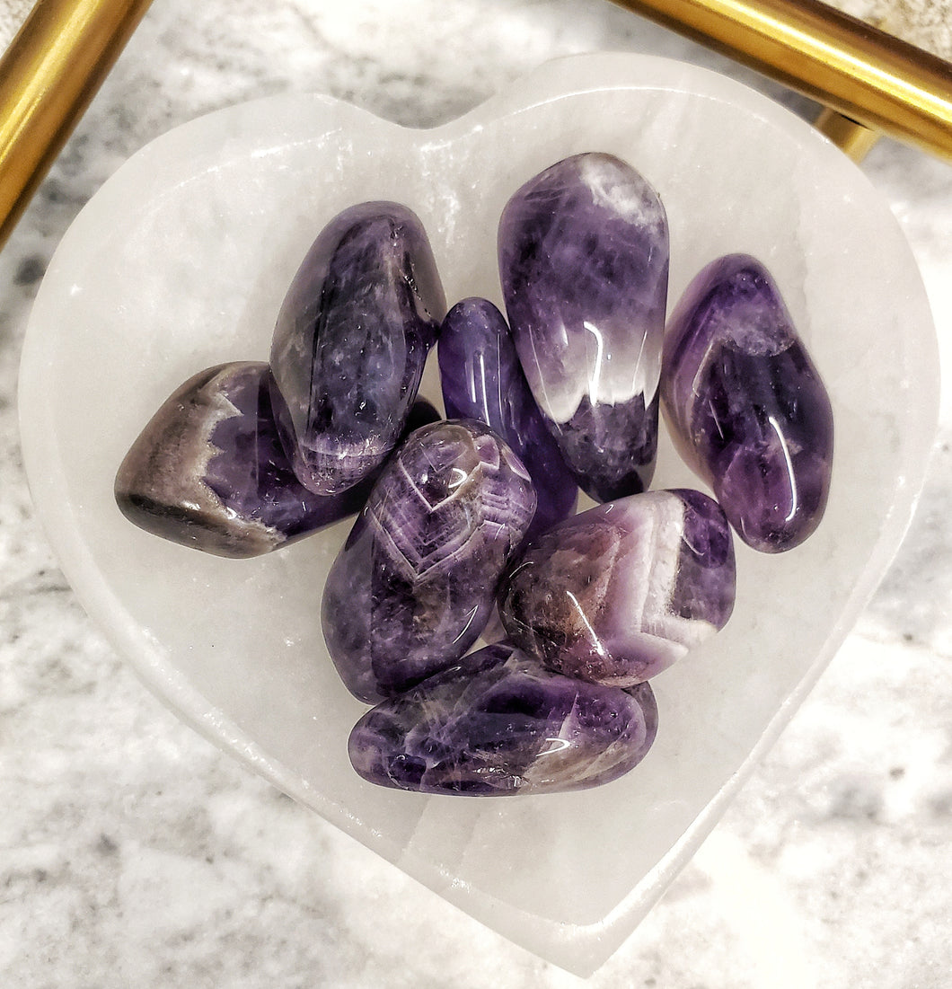 Chevron Amethyst Tumbled Stones