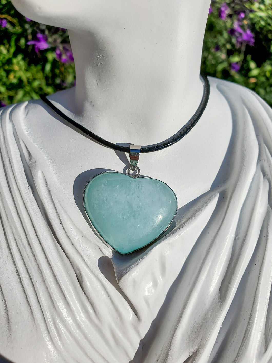 Aquamarine Heart Pendant (with chain)
