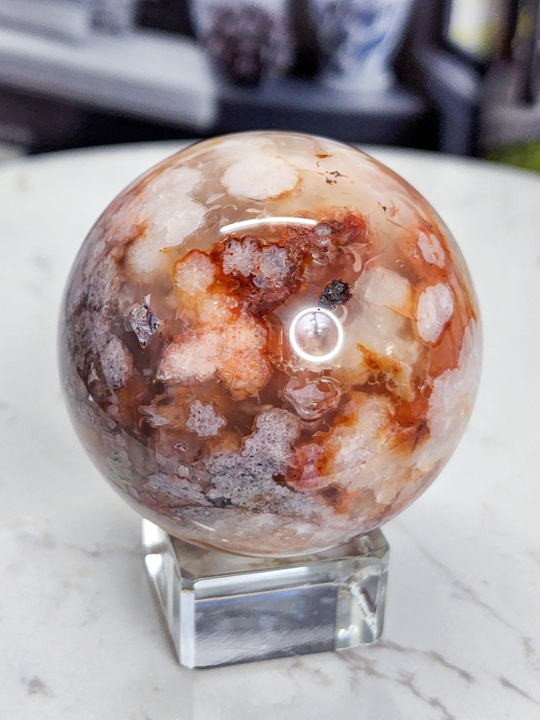 Carnelian Flower Agate Sphere #C5