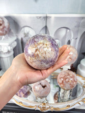 이미지를 갤러리 뷰어에 로드 , Amethyst Flower Agate Sphere - 618g #W1
