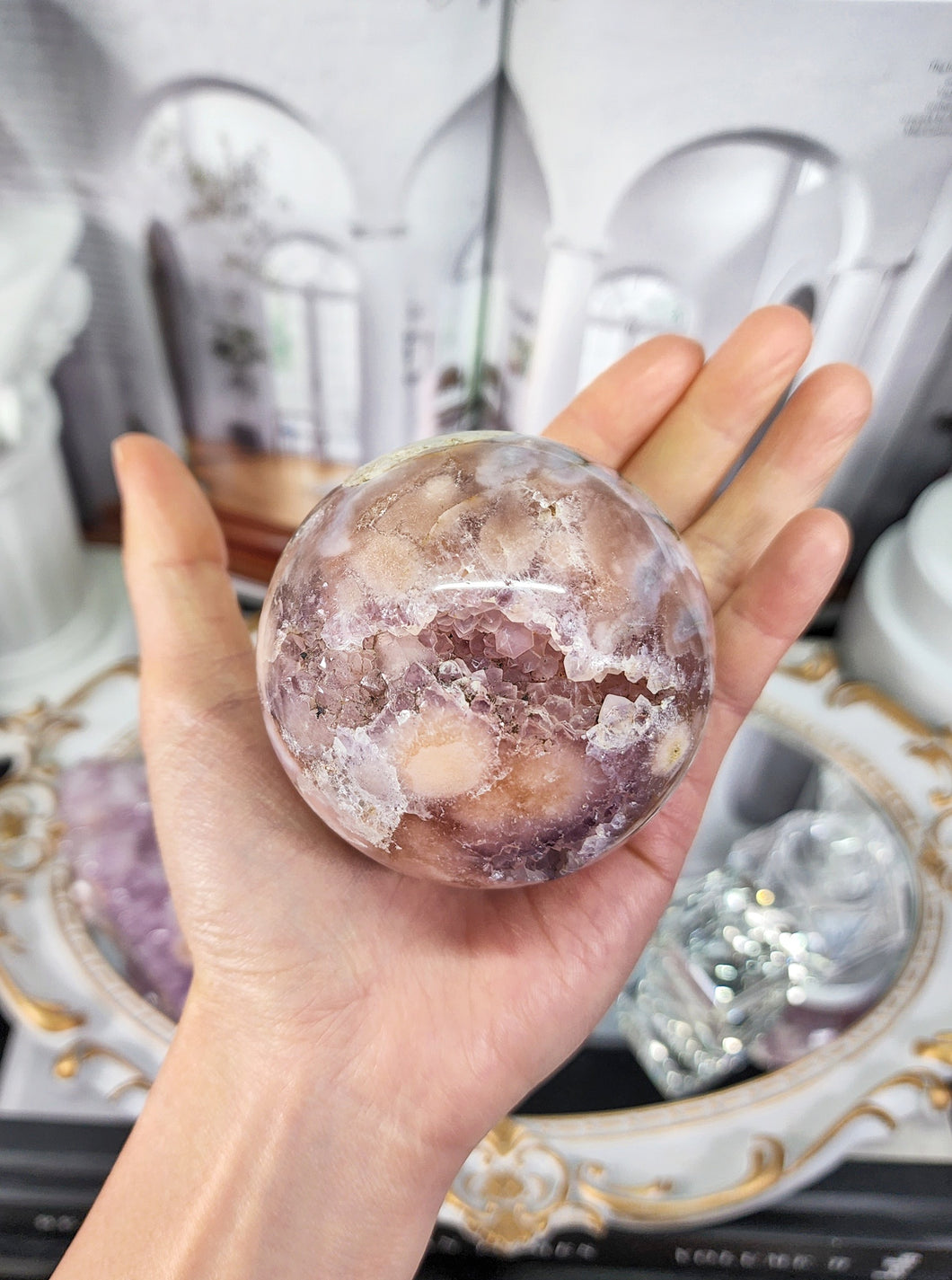 Amethyst Flower Agate Sphere - 423g #1