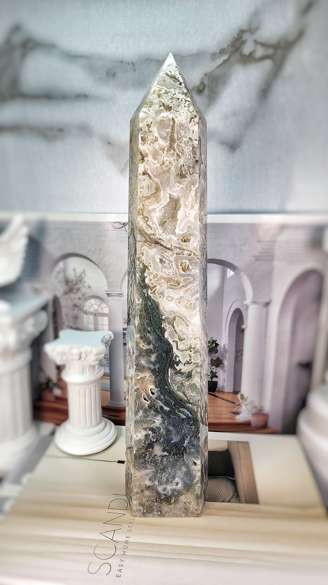 Tall Moss Agate Tower - 1.86kg #6